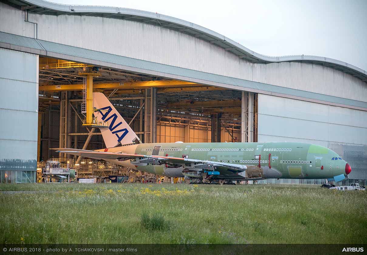 First ANA A380 rolls out of assembly hall