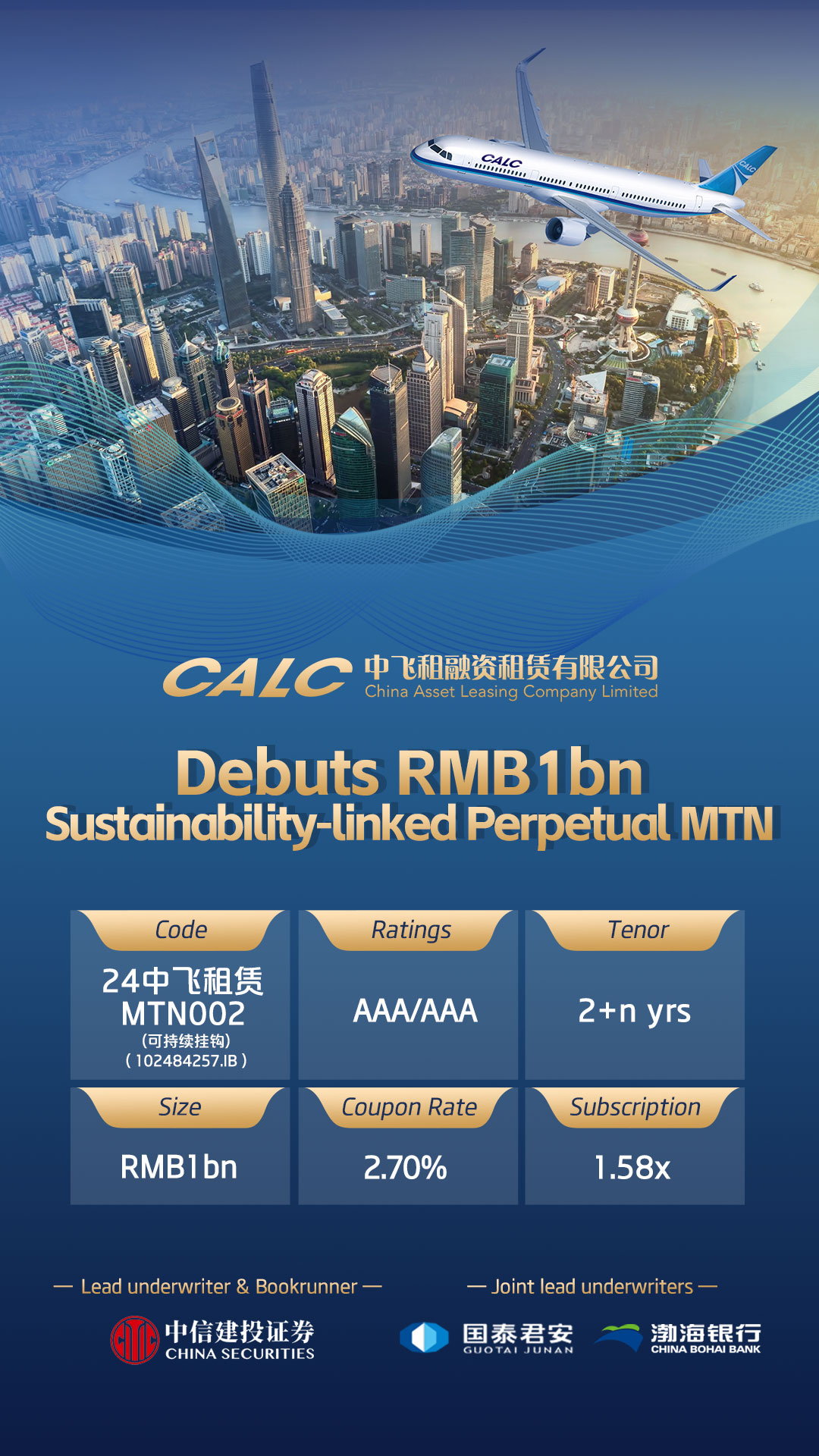 CALC delivers final three A320ceo to South African Airways, issues sustainability-linked MTN